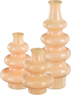 Mica Decorations Bloemenvaas Sira - 3x - glas - beige - 3 maten - vaas - sierlijk model