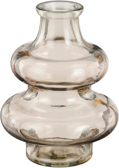 Mica Decorations Bloemenvaas Sira - transparant glas - beige - D12 x H16 cm - vaas - sierlijk model