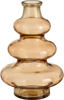 Mica Decorations Bloemenvaas Sira - transparant glas - bruin - D14,5 x H22 cm - vaas - sierlijk model