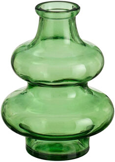 Mica Decorations Bloemenvaas Sira - transparant glas - groen - D12 x H16 cm - vaas - sierlijk model