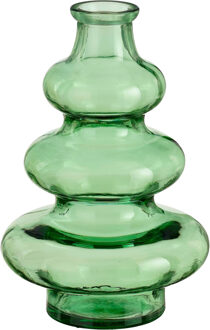 Mica Decorations Bloemenvaas Sira - transparant glas - groen - D14,5 x H22 cm - vaas - sierlijk model