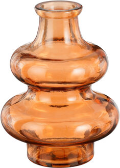 Mica Decorations Bloemenvaas Sira - transparant glas - oranje - D12 x H16 cm - vaas - sierlijk model