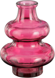 Mica Decorations Bloemenvaas Sira - transparant glas - roze - D12 x H16 cm - vaas - sierlijk model