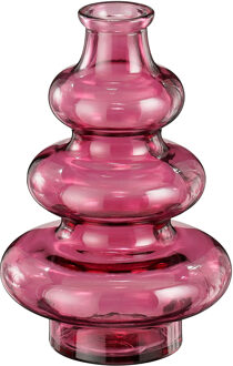 Mica Decorations Bloemenvaas Sira - transparant glas - roze - D14,5 x H22 cm - vaas - sierlijk model