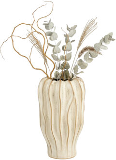 Mica Decorations Bloemenvaas Thom - creme kleur - keramiek - 30 x 20 cm - decoratie vaas