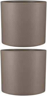 Mica Decorations Bloempot - 2x stuks - taupe - keramiek - 28 x 26 cm