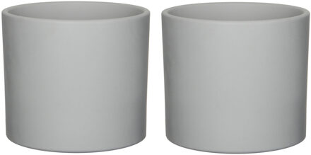 Mica Decorations Bloempot - 3x - grijs - keramiek - 17 x 14 cm - plantenpot