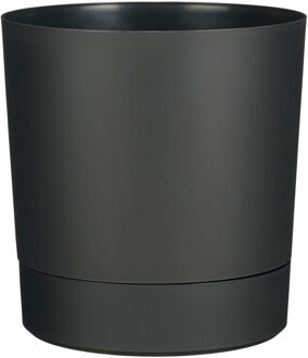 Mica Decorations Bloempot - antraciet - H19 x D18 cm - kunststof