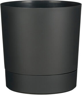 Mica Decorations Bloempot - antraciet - H34 x D33 cm - kunststof