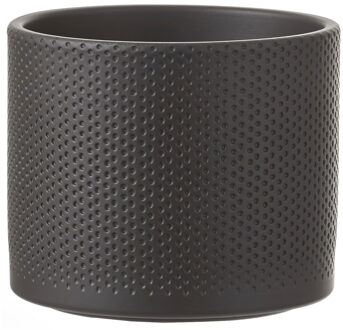 Mica Decorations Bloempot - antraciet - relief - keramiek - D18 x H15 cm - plantenpotten binnen