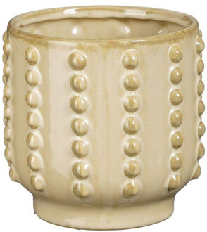 Mica Decorations Bloempot - boaz - gebobbeld - beige - 13 x 14 cm