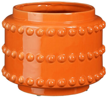 Mica Decorations Bloempot - boaz - gebobbeld - oranje - 19 x 22 cm