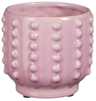 Mica Decorations Bloempot - boaz - gebobbeld - roze - 11 x 13 cm