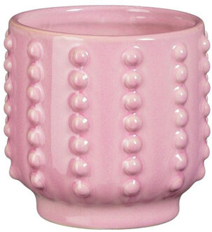 Mica Decorations Bloempot - boaz - gebobbeld - roze - 13 x 14 cm