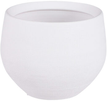 Mica Decorations Bloempot Boule - wit - keramiek - 16 x 13 cm - Plantenpotten