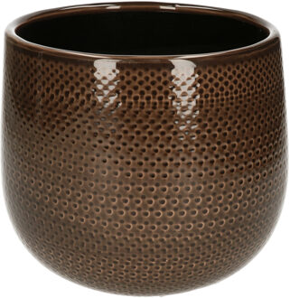 Mica Decorations bloempot - bruin - Keramiek - 16 x 18 cm