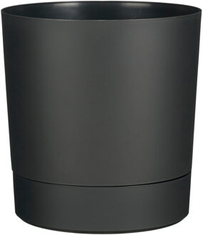 Mica Decorations Bloempot Coco - met onderschaal - antraciet - H24 x D23 cm - kunststof - buiten