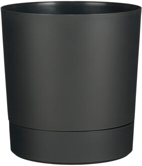 Mica Decorations Bloempot Coco - met onderschaal - antraciet - H40 x D38 cm - kunststof
