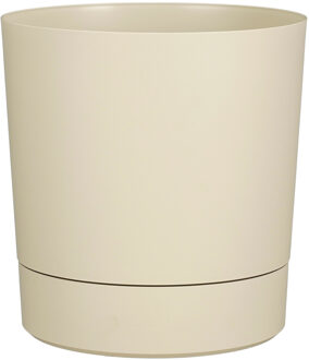 Mica Decorations Bloempot Coco - met onderschaal - beige - H37 x D35 cm - kunststof