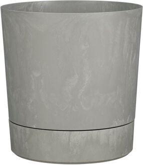 Mica Decorations Bloempot Coco - met onderschaal - betongrijs - H40 x D38 cm - kunststof