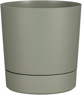 Mica Decorations Bloempot Coco - met onderschaal - olijfgroen - H34 x D33 cm - kunststof