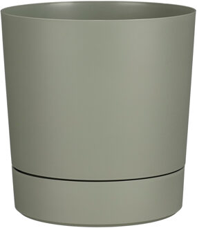 Mica Decorations Bloempot Coco - met onderschaal - olijfgroen - H40 x D38 cm - kunststof