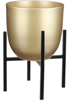 Mica Decorations Bloempot D25 cm goud met plantenpot verhoger goud/metaal van 25 cm