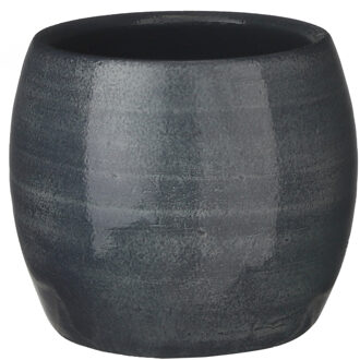 Mica Decorations Bloempot - donkerblauw - keramiek - 16 x 14 cm
