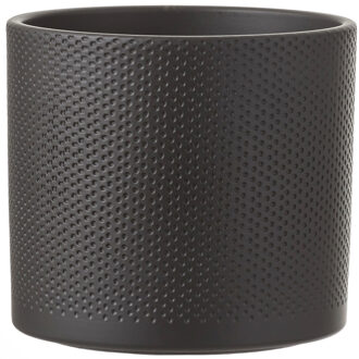 Mica Decorations Bloempot - donkergrijs - relief - keramiek - 17 x 19 cm