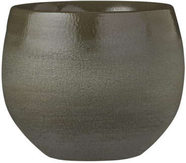 Mica Decorations Bloempot - donkergroen - keramiek - 16 x 13 cm - plantenpotten