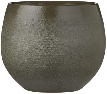 Mica Decorations Bloempot - donkergroen- keramiek - 18 x 15 cm