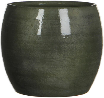 Mica Decorations Bloempot - glanzend groen - keramiek - 16 x 14 cm