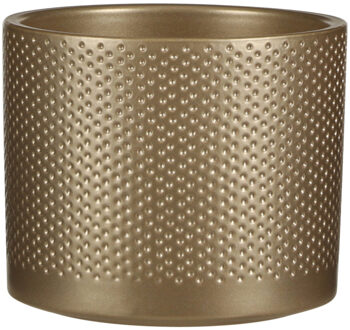 Mica Decorations Bloempot - goud - relief - keramiek - D15 x H13 cm - plantenpotten binnen