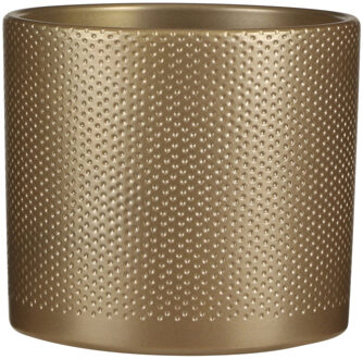 Mica Decorations Bloempot - goud - relief - keramiek - D21,5 x H23 cm - plantenpotten binnen