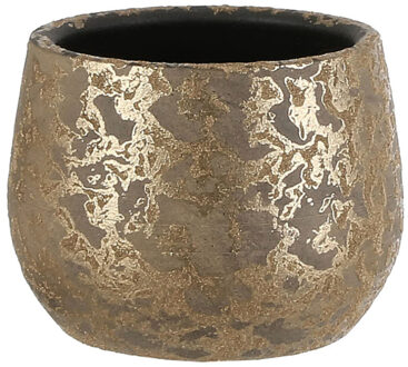 Mica Decorations Bloempot - goudkleurig - keramiek - 16 x 13 cm