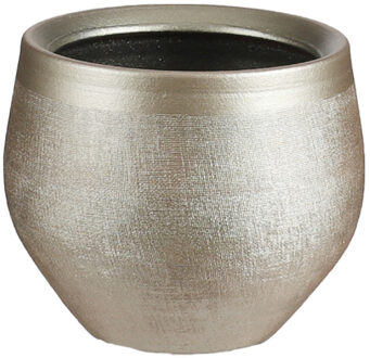 Mica Decorations Bloempot - goudkleurig - keramiek - 16 x 13 cm