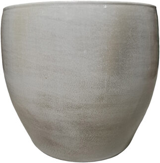 Mica Decorations Bloempot - lichtgrijs stone - H26 x D28 cm - keramiek - plantenpot - voor kamerplant