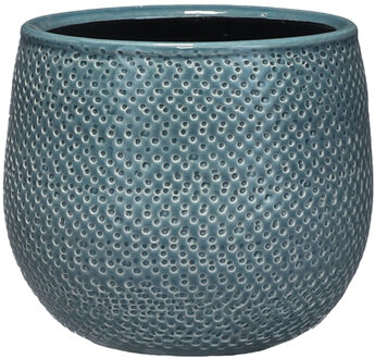 Mica Decorations Bloempot - midnight blauw - keramiek - 16 x 14 cm - Plantenpotten