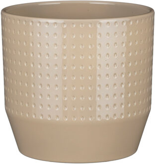 Mica Decorations Bloempot Nola - beige - D20 x H18 cm - relief dots
