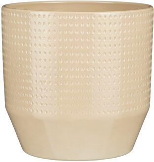 Mica Decorations Bloempot Nola - beige - D24 x H22 cm - relief dots - Plantenpotten Crème