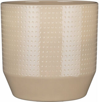 Mica Decorations Bloempot Nola - beige - D27 x H26 cm - relief dots