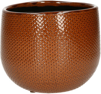 Mica Decorations Bloempot - okergeel - keramiek - 16 x 14 cm