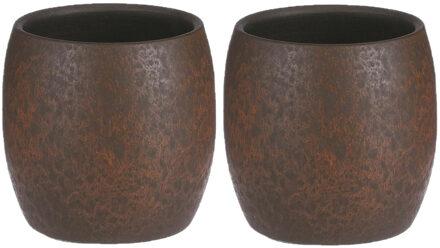 Mica Decorations Bloempot/plantenpot - 2x - roest/terracotta bruin - voor kamerplant - H22 x D24 cm - Plantenpotten