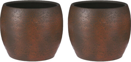 Mica Decorations Bloempot/plantenpot - 2x - roest/terracotta bruin - voor kamerplant - H31 x D33 cm - Plantenpotten