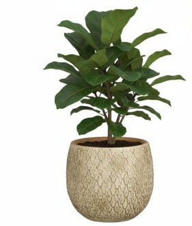Mica Decorations Bloempot / plantenpot Madeira - creme - terracotta - 16 cm - schubbenpatroon