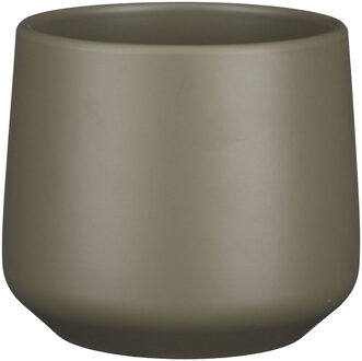 Mica Decorations Bloempot/plantenpot - mat donkergroen - H14/D15,5 cm - keramiek