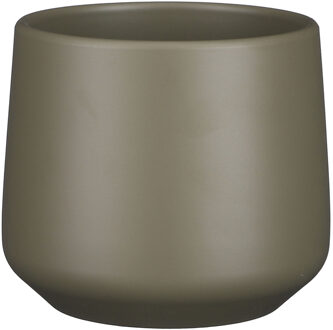 Mica Decorations Bloempot/plantenpot - mat donkergroen - H15,5/D17 cm - keramiek