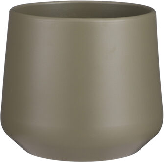 Mica Decorations Bloempot/plantenpot - mat donkergroen - H18/D21 cm - keramiek
