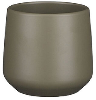 Mica Decorations Bloempot/plantenpot - mat taupe - H13.5 x D14 cm - keramiek