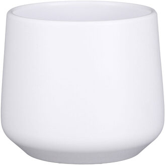 Mica Decorations Bloempot/plantenpot - mat wit - H14/D15,5 cm - keramiek